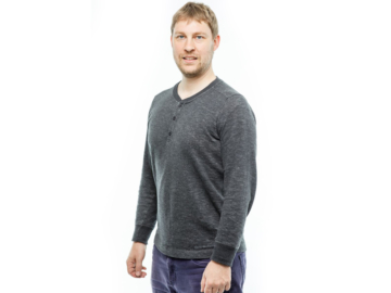 BMW Henley Langarm Shirt Herren (grau)