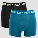 MP Herren Limited Edition Impact Boxershorts (2er-Pack) – Schwarz/Blaugrün - XXS