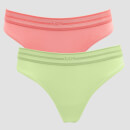 MP Women's Essentials Thong (2 Pack) Butterfly/Geranium Pink - XXS
