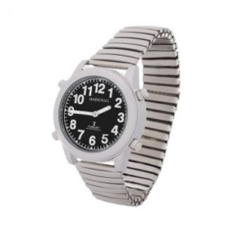 Sprechende Funk-Armbanduhr Damen & Herren Metall-Zugarmband Black Stile Herrenuhr