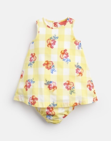 Tom Joule Baby Bunty Kleid und Hose Set - Gelb Vichy-Karo Geblümt