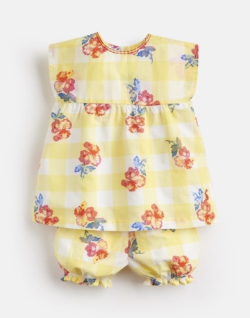 Tom Joule Baby Edith Top und Shorts Set - Gelb Vichy-Karo Geblümt