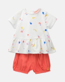 Tom Joule Baby Romy Jersey Top und Pluderhose Set - Weiße Frucht