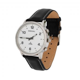 Marschall Solar-Hybrid Funkarmbanduhr Weiß Lederarmband