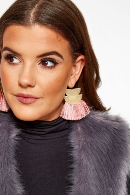 Ohrringe mit quasten  gold/pink