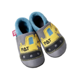 POLOLO Baby und Kinder Hausschuh Bagger Pat Leder pflanzengegerbt