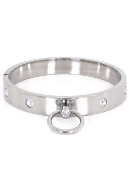 Stahlhalsband mit Glitzersteinen