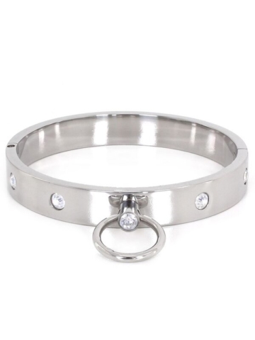 Stahlhalsband mit Glitzersteinen