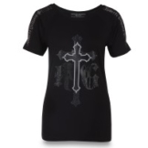 T-SHIRT BLACK CROSS WOMEN