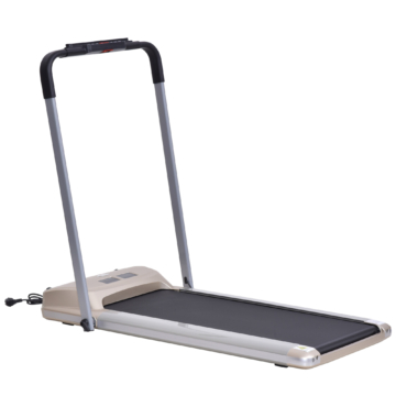 HOMCOM Elektrisches Laufband mit LCD Display, Faltbares Fitnessgerät, 1-10 Km/h, Stahl, Schwarz+ Grau+Champagner, 70 x 128 x 116 cm