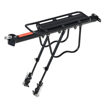 HOMCOM Fahrrad Gepäckträger, Fahrradtasche, Schnellspanner, Cargotasche, Aluminium, Schwarz, 58 x 39 x 14,5 cm