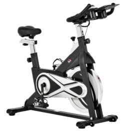 HOMCOM Fahrradtrainer Indoor Heimtrainer mit 18KG Schwungrad Home Gym Cycling Bike Trainer Fitnessfahrrad Stufenlos Widerstand Stahl Silber+Schwarz 125 x 54 x 112,7 cm