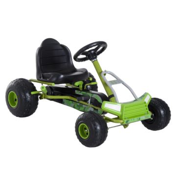 HOMCOM Kinder Go Kart Tretauto Pedalfahrzeug mit Handbremse ab 3 Jahre Grün 95 x 66,5 x 57cm