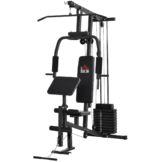 HOMCOM Kraftstation Fitnessstation Multigym inkl. Gewichten Stahl Schwarz 148 x 108 x 207 cm