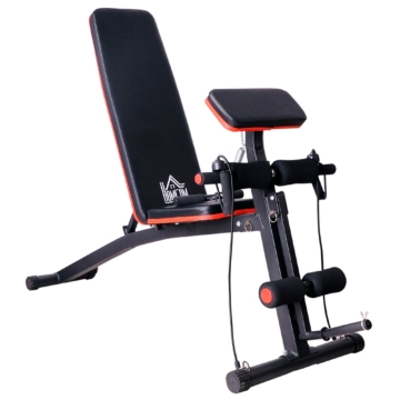 HOMCOM Multifunktion Hantelbank Kraftstation mit Feder Booster Trainingsbank Gewicht bis 120kg Schwarz 54 x 160 x 106 cm