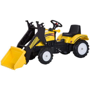 HOMCOM Tretauto Traktor Trettraktor mit Fontlader ab 3 Jahre Spielzeug Kinder Schwarz 114 x 41 x 52cm