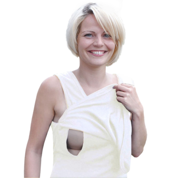 FRAU WOLLE Damen Stillhemd mit Überwurf Bio-Wolle/Seide