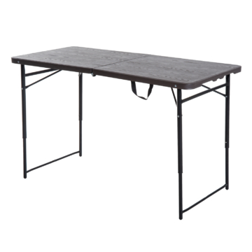 Outsunny Klapptisch, Faltbarer Campingtisch, Höhenverstellbarer Falttisch, Picknicktisch, Metall, Kaffee, 122 x 61 x 53/71,5 cm