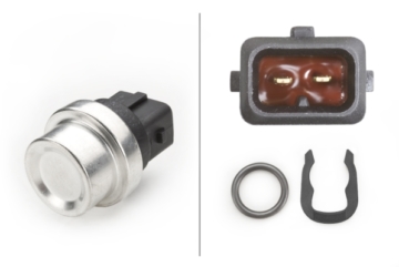 Sensor, Kühlmitteltemperatur | Hella, Anschlussanzahl: 2, Ergänzungsartikel/Ergänzende Info 2: mit Sicherungsring Farbe: schwarz