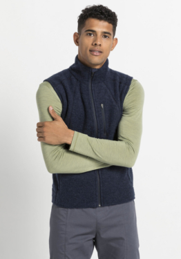 hessnatur Herren-Outdoor Wollfleece Weste aus Bio-Merinowolle - blau Größe 48