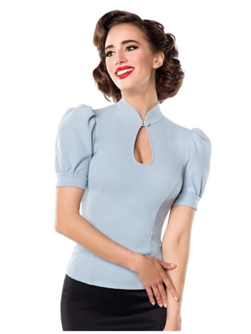 Jersey Bluse Hellblau