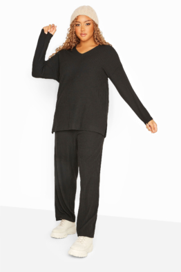 Große größen loungehose mit weitem bein  schwarz 46