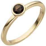 Damen Ring 585 Gold Gelbgold 1 Rauchquarz Goldring (Ringgröße 58)