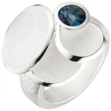 Damen Ring 925 Sterling Silber matt eismatt 1 Blautopas blau (Ringgröße 52)