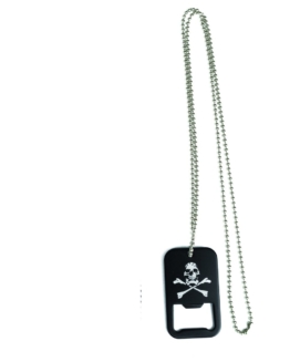 Halskette Dog Tag Bottle Opener SKULL schwarz Restposten