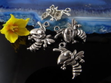 Anhänger Biene, 22 x 17mm, silberfarben, 5 Stück