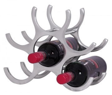 Design Aluminium Weinregal 6 Flaschen in Silber 29x24x14 cm Flaschenregal Wein Zubehör flach modern