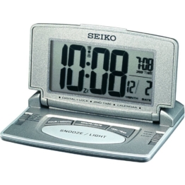 Seiko Clocks Bedside LCD Desk Clock Unisexuhr in Silber QHL021N