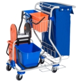 HOMCOM® Putzwagen Reinigungswagen mit Rollen Blau-Orange