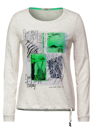 Cecil Langarmshirt Stripe Hype grau