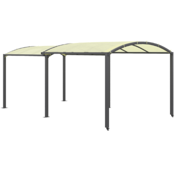 Outsunny Carport, 3 x 3m/3 x 5,6m Ausziehbarer Autogarage, Autoüberdachung, Winddichtes Doppelcarport, für Auto, Lkw, Boot, Schwarz+Beige