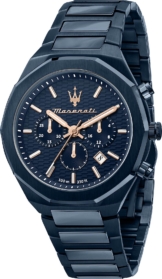 Maserati, Quarzuhr Stile 45mm Chro Blue Dial Br Blue in dunkelblau, Uhren für Herren