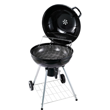 Outsunny Grillwagen Kohlegrill Standgrill BBQ rund mit Aschefänger Metall Schwarz Ø57 x 94 cm