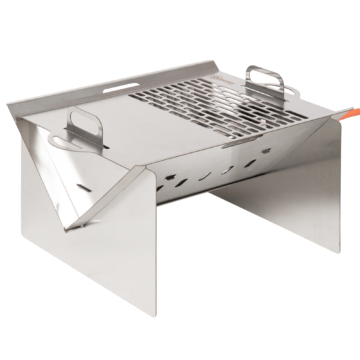 Outsunny Tischgrill Gasgrill BBQ abnehmbar Holzkohle Camping Grill mit Grillnetz Schlauch klein Outdoor Tischgasgrill Silber 52 x 40 x 31 cm