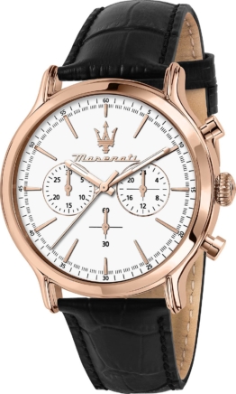 Maserati, Chronograph Epoca 42mm Chr W/silver Dial Black St in schwarz/weiß, Uhren für Herren