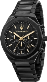 Maserati, Chronograph Stile 45mm Chr Black Dial Br Black in schwarz, Uhren für Herren