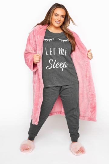 Große größen anthrazitfarbene pyjamahose mit gefesseltem saum 46-48