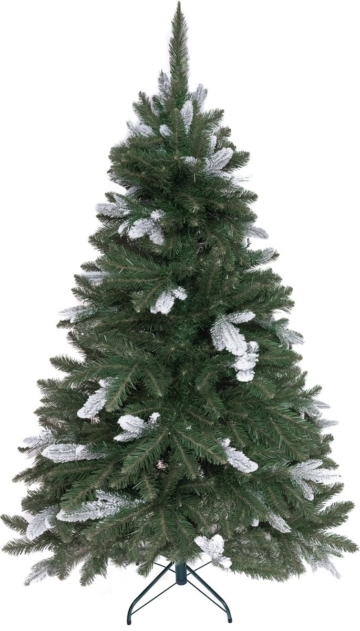 PristinePine Full Künstlicher Weihnachtsbaum mit Schnee 210cm - Stabiler Weihnachtsbaum - Metallsockel - Schnell aufzustellen