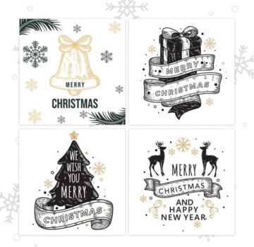 Giftmas Weihnachtskarten - Grußkarten - 52 Stück - Mit Umschlägen und Aufklebern - 10x10cm