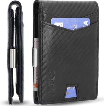 ONYX® Kartenhalter Brieftasche - Herren Brieftasche - 11 Karten + Banknoten - Carbon Leder - RFID Safe - Schwarz