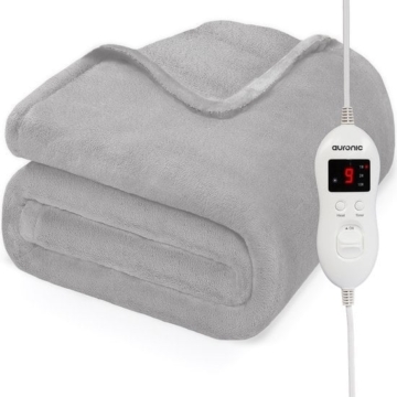 Auronic Electric Blanket - Wärmedecke - 9 Wärmestufen - 2 Personen - 200x150 - Light Grey