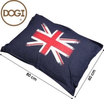 Dogi - Hundekissen Union Jack - Englische Flagge - 80x60cm - Hundekorb Dunkelblau