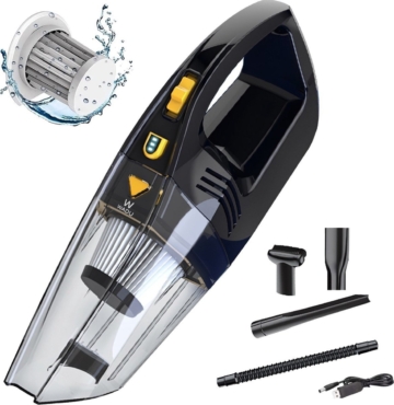 Schnurloser Handstaubsauger für Nass- und Trockensauger - Handstaubsauger mit Aufsätzen und Aufbewahrungsbeutel - 7000PA starke Saugleistung