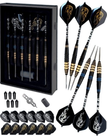 WINDSOR® Cavelier 3 Dart Set mit 6 Darts, Deluxe Aufbewahrungsbox, 12 Flights, Flight Protectors, Dartspitzer und Dartwerkzeug