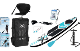 XQ Max Sup Board INKL. Stuhl und GRATIS wasserfeste Handytasche - 320cm - Bis zu 150kg - Blau - Komplettset