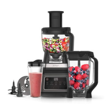 Ninja Küchenmaschine, 3-in-1-Gerät, 1.200 Watt, 2,1 Liter, Auto-iQ-Technologie, Ice-Crusher, schwarz, BN800EU